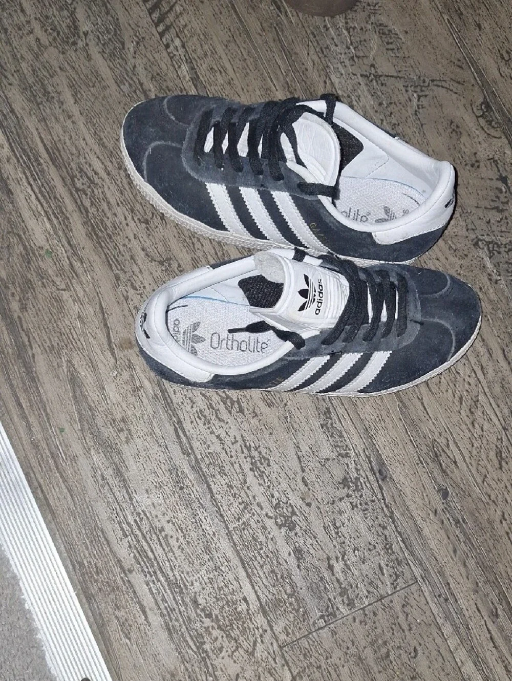 adidas Navy Suede Sneakers with White Stripes